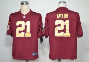 Nike Redskins #21 Sean Taylor Burgundy Red Gold No. Alternate Men's Embroidered NFL Game Jersey