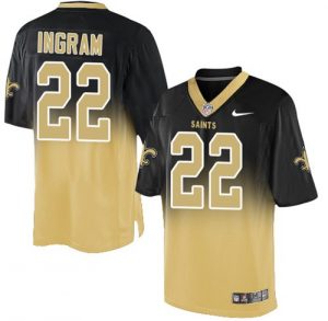 Nike Saints #22 Mark Ingram Black Gold Men's Stitched NFL Elite Fadeaway Fashion Jersey