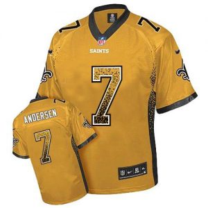 Nike Saints #7 Morten Andersen Gold Men's Embroidered NFL Elite Drift Fashion Jersey