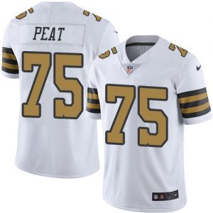 Nike Saints #75 Andrus Peat White Men's Stitched NFL Limited Rush Jersey