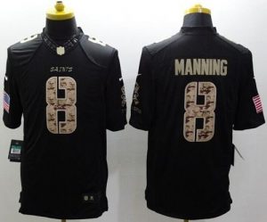 Nike Saints #8 Archie Manning Black Men's Stitched NFL Limited Salute to Service Jersey