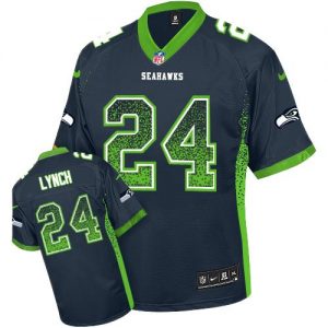 Nike Seahawks #24 Marshawn Lynch Steel Blue Team Color Men's Embroidered NFL Elite Drift Fashion Jersey