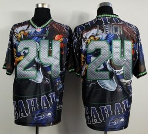 Nike Seahawks #24 Marshawn Lynch Team Color Men's Stitched NFL Elite Fanatical Version Jersey