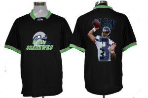 Nike Seahawks #3 Russell Wilson Black Men's NFL Game All Star Fashion Jersey