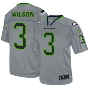 Nike Seahawks #3 Russell Wilson Lights Out Grey Men's Embroidered NFL Elite Jersey