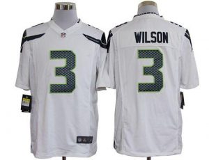 Nike Seahawks #3 Russell Wilson White Men's Embroidered NFL Game Jersey