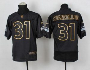 Nike Seahawks #31 Kam Chancellor Black Gold No. Fashion Men's Stitched NFL Elite Jersey