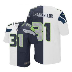 Nike Seahawks #31 Kam Chancellor White Steel Blue Men's Stitched NFL Elite Split Jersey