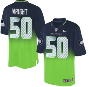 Nike Seahawks #50 K.J. Wright Steel Blue Green Men's Stitched NFL Elite Fadeaway Fashion Jersey