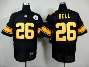 Nike Steelers #26 Le'Veon Bell Black(Gold No.) Men's Stitched NFL Elite Jersey