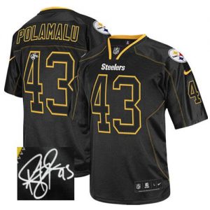 Nike Steelers #43 Troy Polamalu Lights Out Black Men's Embroidered NFL Elite Autographed Jersey