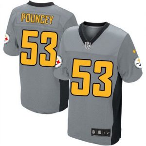 Nike Steelers #53 Maurkice Pouncey Grey Shadow Men's Embroidered NFL Elite Jersey