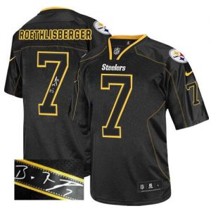 Nike Steelers #7 Ben Roethlisberger Lights Out Black Men's Embroidered NFL Elite Autographed Jersey