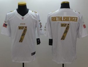 Nike Steelers #7 Ben Roethlisberger White Men's Stitched NFL Limited Salute to Service Jersey