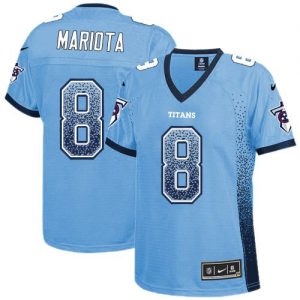 Nike Titans #8 Marcus Mariota Light Blue Team Color Women's Stitched NFL Elite Drift Fashion Jersey