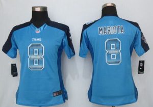 Nike Titans #8 Marcus Mariota Light Blue Team Color Women's Stitched NFL Elite Strobe Jersey