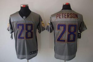 Nike Vikings #28 Adrian Peterson Grey Shadow Men's Embroidered NFL Elite Jersey