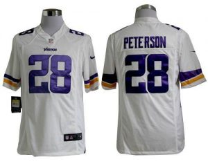 Nike Vikings #28 Adrian Peterson White Men's Embroidered NFL Game Jersey