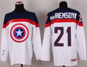 Olympic Team USA #21 James van Riemsdyk White Captain America Fashion Stitched NHL Jersey