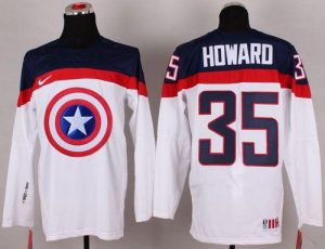 Olympic Team USA #35 Jimmy Howard White Captain America Fashion Stitched NHL Jersey