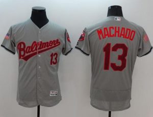 Orioles #13 Manny Machado Grey Fashion Stars & Stripes Flexbase Authentic Stitched MLB Jersey