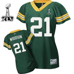 Packers #21 Charles Woodson Green Women's Field Flirt Bowl Super Bowl XLV Embroidered NFL Jersey