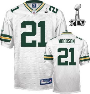 Packers #21 Charles Woodson White Super Bowl XLV Embroidered NFL Jersey