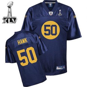 Packers #50 A.J. Hawk Blue Super Bowl XLV Embroidered NFL Jersey