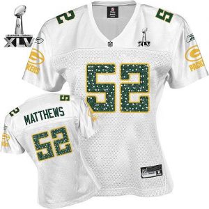 Packers #52 Clay Matthews White Women's Sweetheart Super Bowl XLV Embroidered NFL Jersey