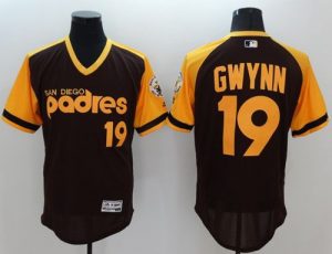 Padres #19 Tony Gwynn Brown Gold Flexbase Authentic Collection Cooperstown Stitched MLB Jersey