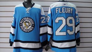 Penguins #29 Andre Fleury Embroidered Blue NHL Jersey