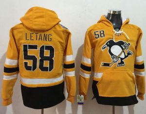 Penguins #58 Kris Letang Gold Sawyer Hooded Sweatshirt 2017 Stadium Series Stitched NHL Jersey