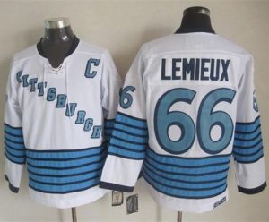 Penguins #66 Mario Lemieux White Light Blue CCM Throwback Stitched NHL Jersey