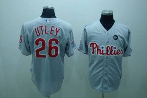 Phillies #26 Chase Utley Stitched Grey MLB Jersey