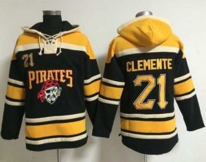 Pirates #21 Roberto Clemente Black Sawyer Hooded Sweatshirt MLB Hoodie