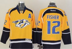 Predators #12 Mike Fisher Yellow Home Stitched NHL Jersey