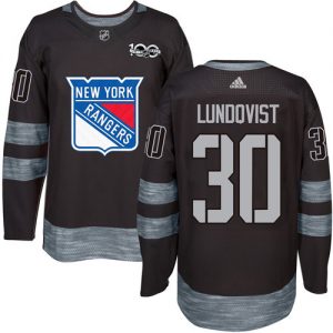 Rangers #30 Henrik Lundqvist Black 1917-2017 100th Anniversary Stitched NHL Jersey