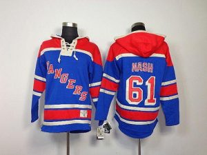 Rangers #61 Rick Nash Blue Sawyer Hooded Sweatshirt Embroidered NHL Jersey