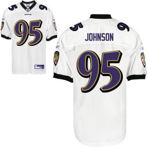 Ravens #95 Jarret Johnson White Stitched NFL Jersey