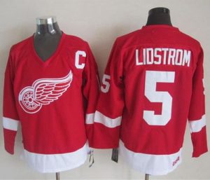 Red Wings #5 Nicklas Lidstrom Red CCM Throwback Stitched NHL Jersey