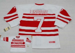 Red Wings #7 Ted Lindsay White CCM Throwback 75TH Stitched NHL Jersey