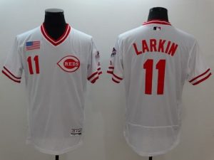 Reds #11 Barry Larkin White Flexbase Authentic Collection Cooperstown Stitched MLB Jersey