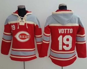 Reds #19 Joey Votto Red Sawyer Hooded Sweatshirt MLB Hoodie