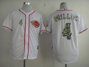 Reds #4 Brandon Phillips White USMC Cool Base Stitched MLB Jersey