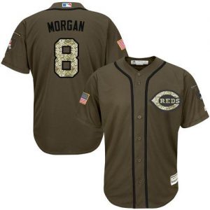 Reds #8 Joe Morgan Green Salute to Service Stitched MLB Jersey