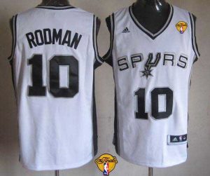 Revolution 30 Spurs #10 Dennis Rodman White Finals Patch Stitched NBA Jersey