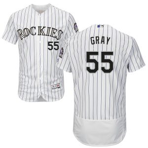 Rockies #55 Jon Gray White Strip Flexbase Authentic Collection Stitched MLB Jersey