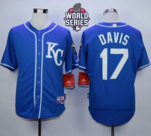 Royals #17 Wade Davis Blue Alternate 2 Cool Base W 2015 World Series Patch Stitched MLB Jersey