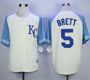 Royals #5 George Brett Cream Exclusive Vintage Stitched MLB Jersey