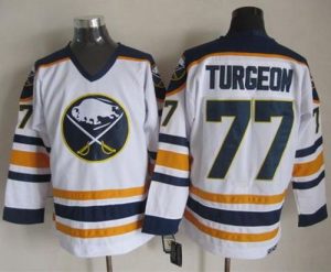 Sabres #77 Pierre Turgeon White CCM Throwback Stitched NHL Jersey